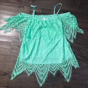 Green Border Lace Top 💚